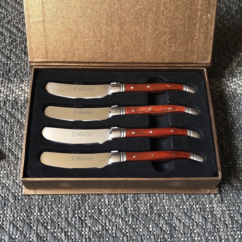 Laguiole Brown Wood Handle Stainless Steel cheese Knife Set